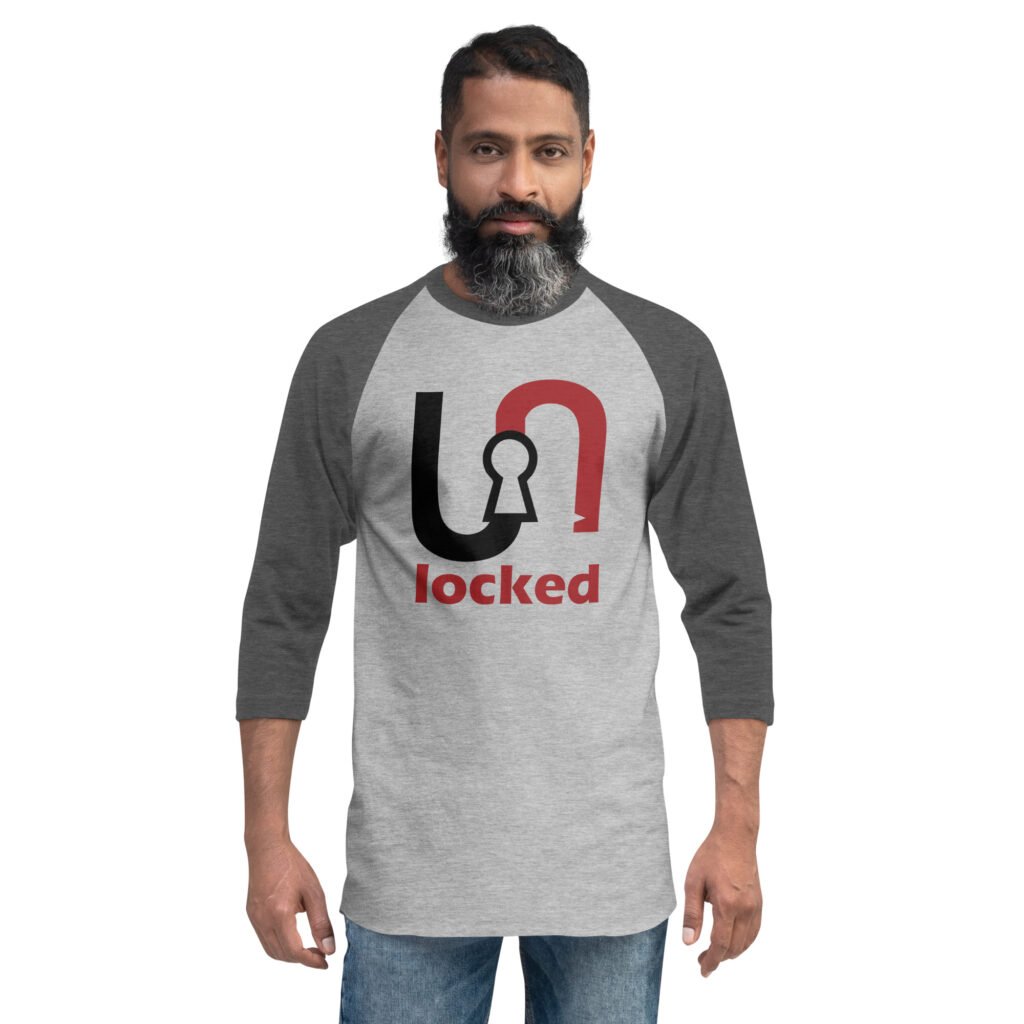 Unlocked 3/4 sleeve raglan shirt